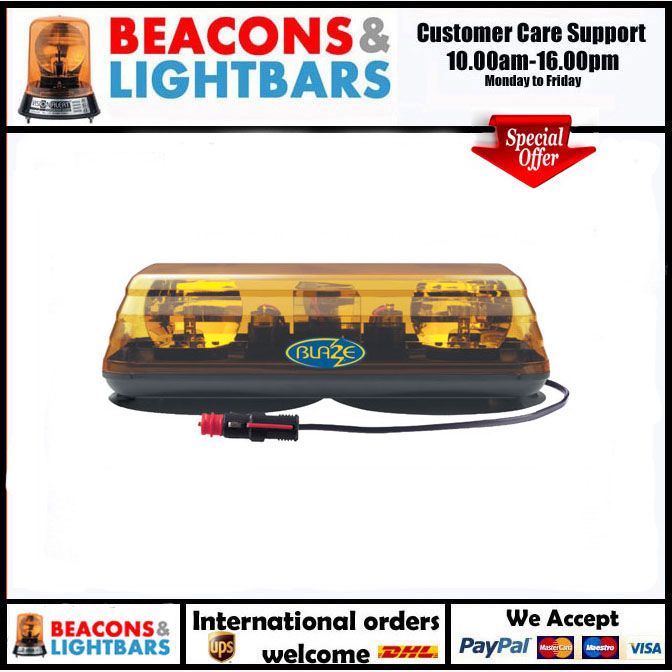 Vision Alert 601.AA02.M Blaze II 24v Magnetic Rotating Amber Mini Lightbar PN: 601.AA02.M